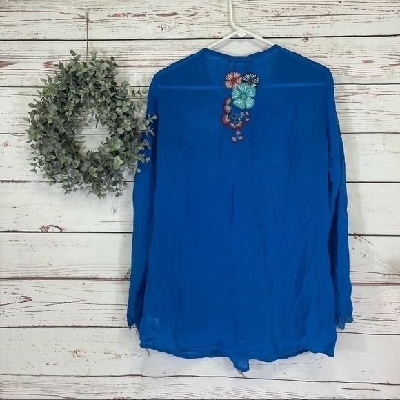 𝅺JOHNNY Was Rain Forest Embroidered Tunic Top - Picture 3 of 6